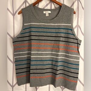 CJ Banks Gray Striped Sweater Vest